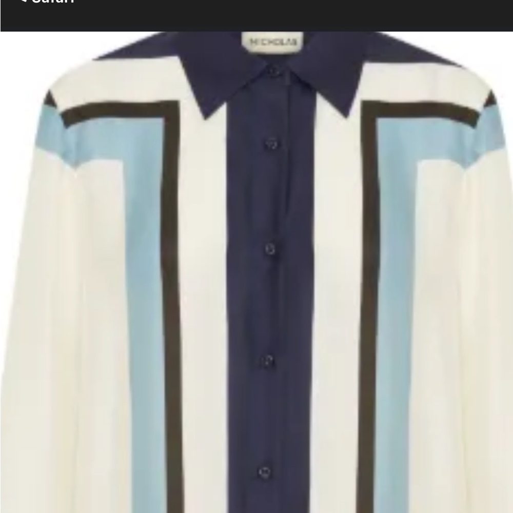 Nicholas Women’s Athens sky scarf blouse Blue and White new with tags